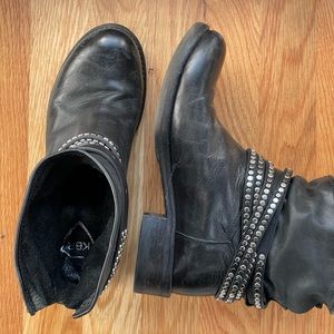 KBR leather and studded boots
